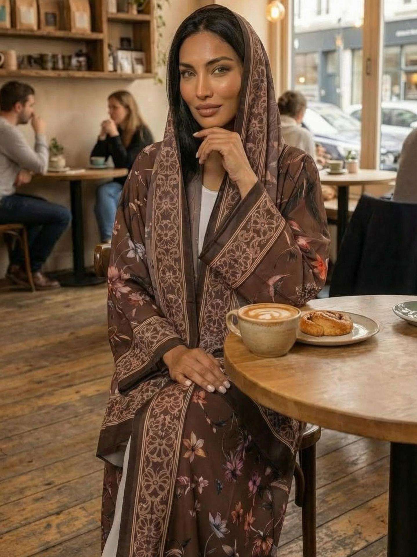 Brown (cardigan + headscarf)