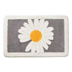 Tapis de porte de salle de bains antidérapant, nouveau Design de marguerite, épais et d'automne, Super absorbant, pour sol de chambre à coucher