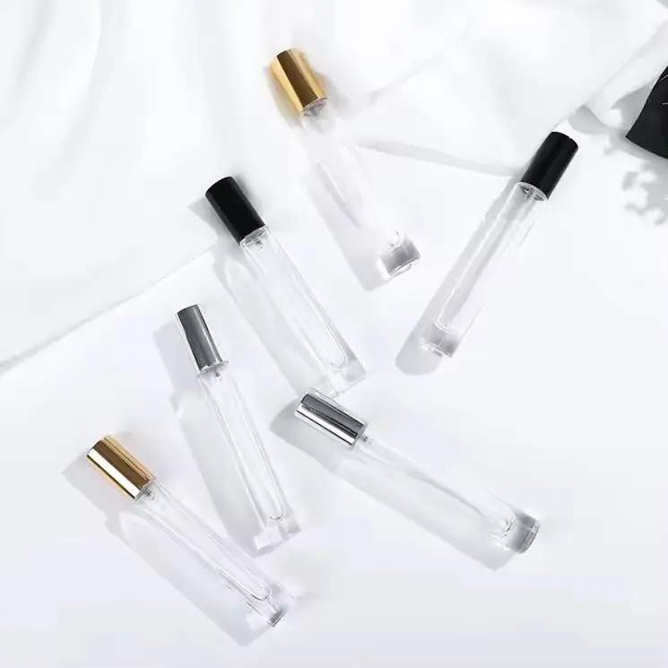 Venta barata de fábrica portátil 10ml Crimp vacío fondo grueso vidrio Perfume spray vial botella con bomba de pulverización