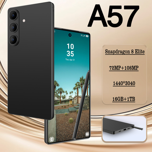A57 108MP Camera Octa Core CDMA 5G Smartphone 7.3 Inch AMOLED HD Perforated 16GB 1TB 8000mAh AI Night Mode OEM Customization