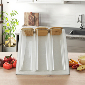 Bocaux en verre de qualité alimentaire Bocaux en verre scellés carrés au design classique avec couvercles pour un stockage étanche à l'humidité dans la cuisine pour stocker les grains - Product Image 3