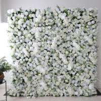 2024 Neue 5D Blumenwand Weiße Seidenrosen Reißverschluss-Blumenwand 8x8 für Hochzeitsdekorationen