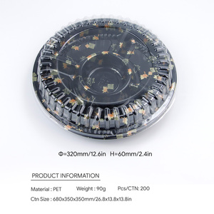 Plateaux à sushi personnalisés de 12,6 pouces en PET de qualité alimentaire pour la marque XF-sushi, avec logo et forme sur mesure, grand conteneur de présentation avec couvercle blister - Product Image 2