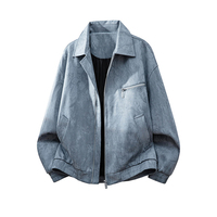 Blouson Bomber Homme Personnalisé, Style Universitaire, Délavé, Ample, Décontracté, Streetwear, Vintage, Zippé, Oversize, Tendance, Coupe-vent, Écologique