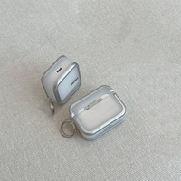 Coque de protection en silicone souple en forme de lettre simple, argentée électroplaquée sablée, compatible avec les écouteurs Pro2