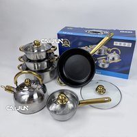 Batterie de cuisine Offre Spéciale 12 pièces en acier inoxydable triplement casseroles et poêles antiadhésives de haute qualité avec couvercle en verre pour une utilisation en cuisine