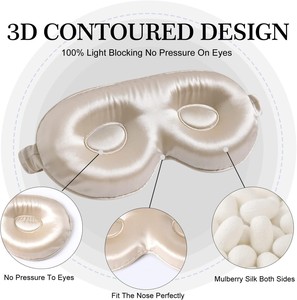 <span class=keywords><strong>Masque</strong></span> de sommeil de luxe en soie de mûrier 100% double face, <span class=keywords><strong>masque</strong></span> pour les yeux non toxique OEKO 3D en soie avec boîtes cadeaux - Product Image 3