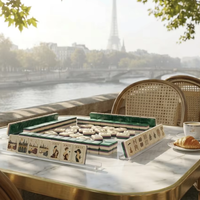 Jeu de Mahjong Américain de Luxe Créatif avec Motifs des Monuments de Paris, 160 Tuiles, Design Tour Eiffel et Arc de Triomphe, Portable et Personnalisé, Tendance