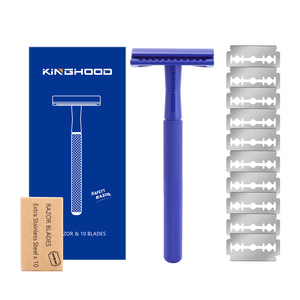 Kinghood Eco Friendly Classic Women Bikini Shaving Blue Metal Handle Double Edge Manual Safety <strong>razor</strong> Dropship - Product Image 6