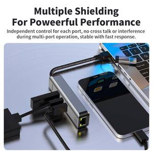 Type C/USB 2 in 1 ハブ、5G イーサネット 3ポート USB 3.2 スプリッター、RJ45 ギガビット ネットワークアダプター、編組ケーブル、MacBook、ラップトップ、PC用 - Product Image 6