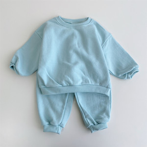 Set di Abbigliamento Autunnale Ecologico 100% Cotone Stile Coreano per Bambini e Bambine, Tute Sportive per Bambini in Tinta Unita - Product Image 5