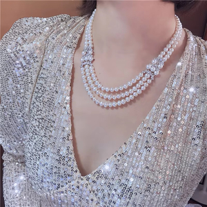HIBRIDE elegante collana con perle di zircone cubiche lucide per le donne di moda gioielli personalizzati <span class=keywords><strong>accessori</strong></span> da sposa N-798 - Product Image 5