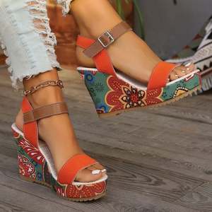 Sandalias elegantes con correa de hebilla en el tobillo Sandalias Plataforma CunaToe Boca de pez Sandalias gruesas con tacón de cuña - Product Image 5