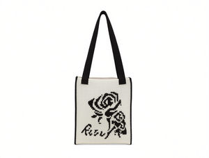Borsa a Tracolla Lavorata a Maglia con Motivo a Rose in Filato Ricamato per Uso Quotidiano - Product Image 1