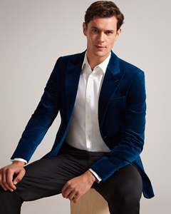 2024 personnalisé haute qualité hommes smoking costumes <span class=keywords><strong>bleu</strong></span> <span class=keywords><strong>velours</strong></span> marié coton Blazers fermeture éclair mouche pantalon concepteur grande taille smoking costumes - Product Image 3