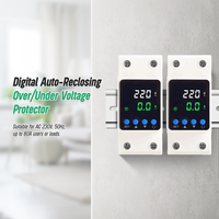 Protecteur de surtension et de sous-tension réglable 2P 40A 63A 80A 220V 230V avec affichage numérique et réinitialisation automatique sur rail DIN