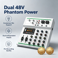 Console de mixage audio professionnelle 4 canaux T05 avec Bluetooth et alimentation fantôme 48V