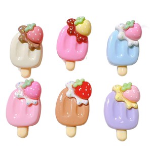 Nuovi Charms in Resina a Forma di Gelato alla Fragola Dipinti a Mano, Misura M, Accessori Fai-da-Te a Forma di Animale con Retro Piatto per Decorazione - Product Image 5
