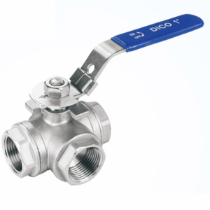 Venta al por mayor de fábrica: Válvula de bola manual de acero inoxidable 304 DN50 tipo T/L de 3 vías con rosca - Product Image 1