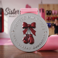 Médailles sportives en métal personnalisables, design gratuit, médailles de boxe en alliage de zinc plaqué argent, logo imprimé, lettres personnalisées