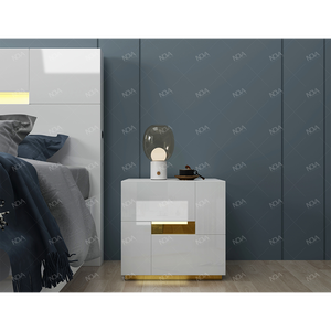 Hotel moderno de lujo muebles colchón dormitorio conjuntos de madera de alto brillo pintura tamaño King plataforma Marco de cama con 5 cajones - Product Image 4