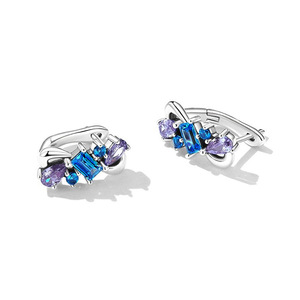 Orecchini a clip a forma di fiocco rettangolare a goccia per donna, design geometrico combinato, gioielli alla moda - Product Image 5