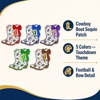 Patchs thermocollants en polyester en stock, style sport outdoor, avec broderie de paillettes et motifs de nœuds, pour bottes