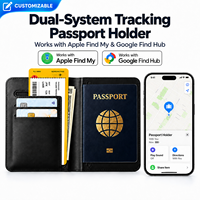 Porte-passeport intelligent avec suivi GPS, blocage RFID, portefeuille de voyage, recharge sans fil, compatible Apple Find My et Google Find Hub