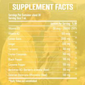 Tetesan larutan campuran relaksasi alami | Ekstrak Lemon Balm untuk menghilangkan stres & suplemen cair potensi tinggi tidur lebih baik - Product Image 3