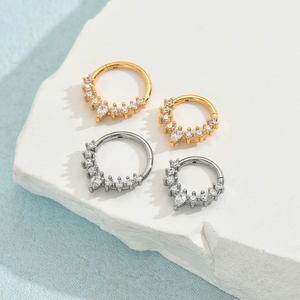 Bijoux de <span class=keywords><strong>piercing</strong></span> personnalisables en acier inoxydable plaqué or 18 carats avec pierres de zircon pour septum, daith, nez, cartilage, anneaux, clous et boucles d'oreilles - Product Image 6