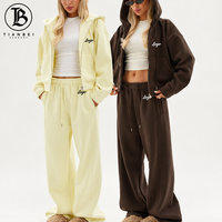 Ensemble de survêtement personnalisé pour femme, automne, avec sweat-shirt court zippé à taille élastiquée et cordon de serrage, pantalon de jogging oversize, ensemble 2 pièces, survêtements pour femmes