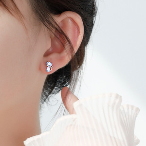 Cute Cat Bow Stud Earrings Sparkling Elegant Women Fashion Jewelry Minimal Daily Wear Gift - Product Image 5