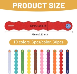 Paquete de 30 Cadenas de Botones en Forma de Ola, Cadenas de Fieltro Coloridas con Broches a Presión, Guirnalda para Decoración del Hogar, <span class=keywords><strong>Navidad</strong></span>, Cumpleaños, Aniversario, Fiesta - Product Image 2