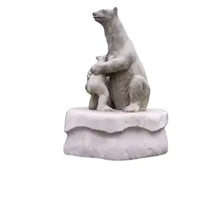 Esculturas de mármol de oso animal abstracto natural blanco