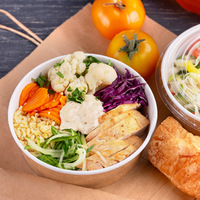 Bol à soupe en papier jetable avec couvercle, bol alimentaire en papier kraft blanc pour soupe chaude, salade, nouilles, crème glacée, emballage alimentaire à emporter