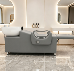 Fauteuil de lavage moderne pour salon de coiffure avec bac en céramique noir inclinable - Product Image 2