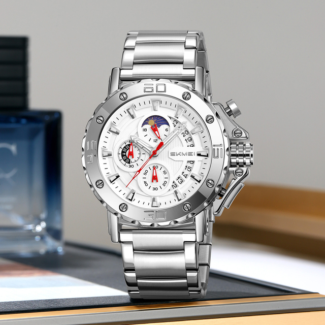 Skmei 9344 Gold or silver Men Watch Quartz  Fashion Stainless Steel Band  Watch for  3ATM Waterproof Guangzhou Wristes Wholesale