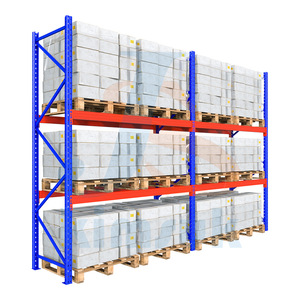 Pallet <b>Racks</b> 3 Layer Heavy Duty Q235 Steel Blue Frame With Pallet Support Bar For Warehouse Storage - Product Image 1