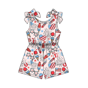 Robe d'été sans manches pour bébé fille, imprimé fleurs bleues, longueur genou, style yoga, vente en gros GSD3966 - Product Image 6
