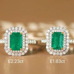 Bague en or massif 18 carats de haute qualité Xinfly avec émeraude de Zambie 2,23 carats et diamant vert vif micro-huile 1,83 carat - Product Image 2