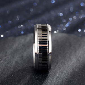 Anillo de Acero Inoxidable, Anillo Giratorio Personalizado con Tecla de Piano Plateada, Anillo de Pareja Estilo Ins, Anillo de Acero de Titanio Estilo Europeo y Americano - Product Image 2
