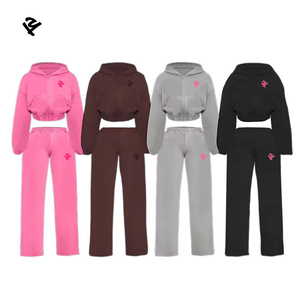 Vêtements Femme en Gros Ensemble Deux Pièces Sweat à Capuche Zippé et Pantalon de Survêtement Droit Style Streetwear 100% Coton Survêtement pour Femmes - Product Image 3
