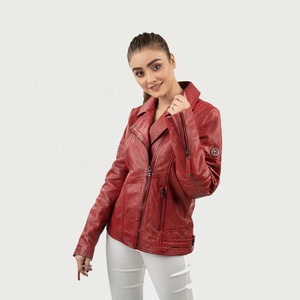 PIHA SPORTS Custom Made Logo Winter Genuine <b>Leather</b> Sheep Skin Motorcycle <b>Jacket</b> for Women Windproof Quick Dry - Product Image 2