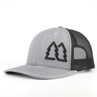Casquette de camionneur Richardson personnalisée avec votre logo, gris chiné premium, 6 panneaux, broderie en maille