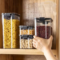 Contenedor de Almacenamiento de Alimentos Secos de Plástico Transparente, Caja de Almacenamiento de Granos, Contenedor Hermético Duradero para Almacenamiento de Alimentos en la Cocina