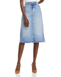 Hot sale color block high waist long denim vintage jeans skirts women