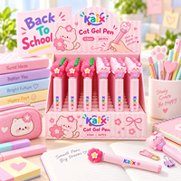 Stylos gel mignons KAIX Chat et Lapin Fraise 0,5 mm – Lots de stylos en silicone à encre gel motif dessin animé pour cadeaux scolaires