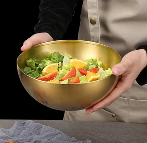 Bols à mélanger en acier inoxydable doré et argenté de 15 cm, bols à salade empilables, bols à collation - Product Image 5