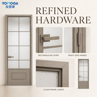 Puerta de Baño de Aluminio con Vidrio Esmerilado y Rejilla Decorativa