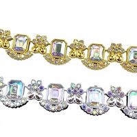 Nouvel arrivage en stock : Dentelle chaîne brodée de strass de 16 cm, style ethnique Miao, accessoire DIY pour vêtements, dentelle de garniture, Chine